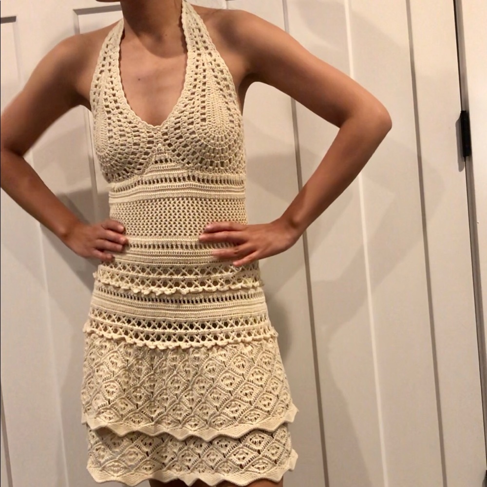 Moda international crochet halter dress